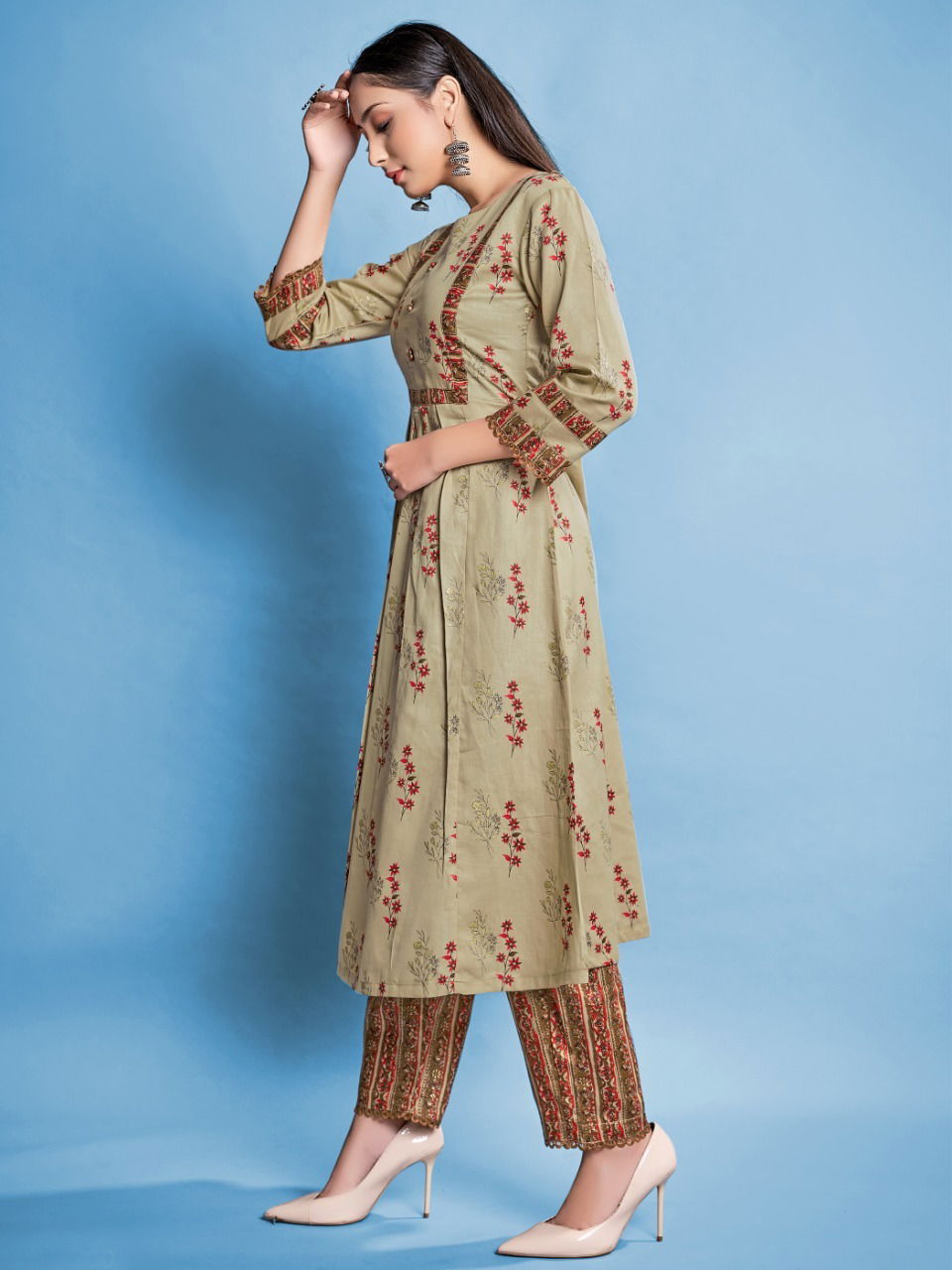 Style Instant Sanjana Fancy Ethnic Wear Wholesale Cotton Kurti With Bottom